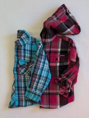 3T Premium Thick Plaid Flannel Button Down Shirts Levi's Quiksilver 2 Pack Lot